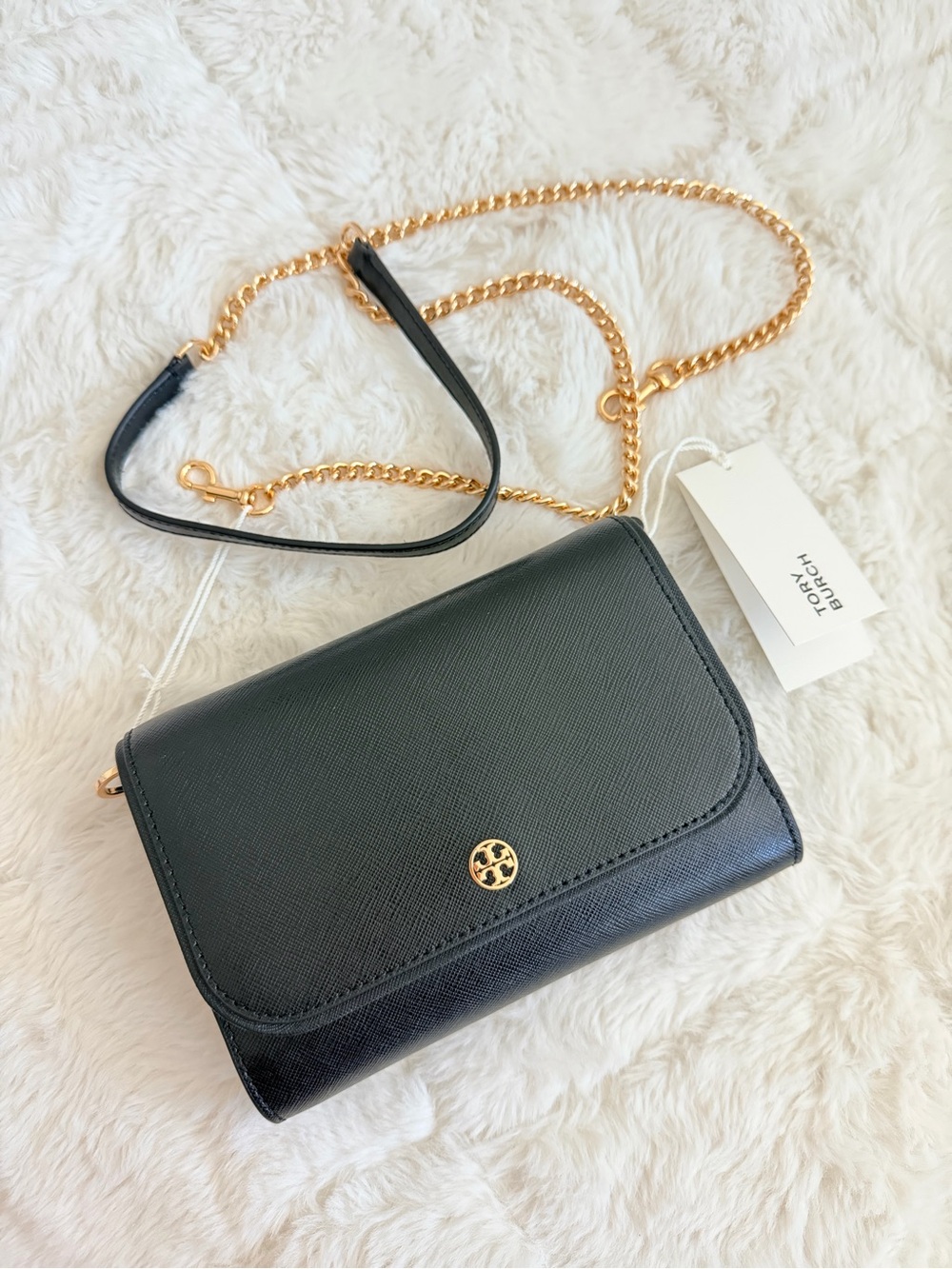 Tory Burch Black Leather Chain Crossbody Bag